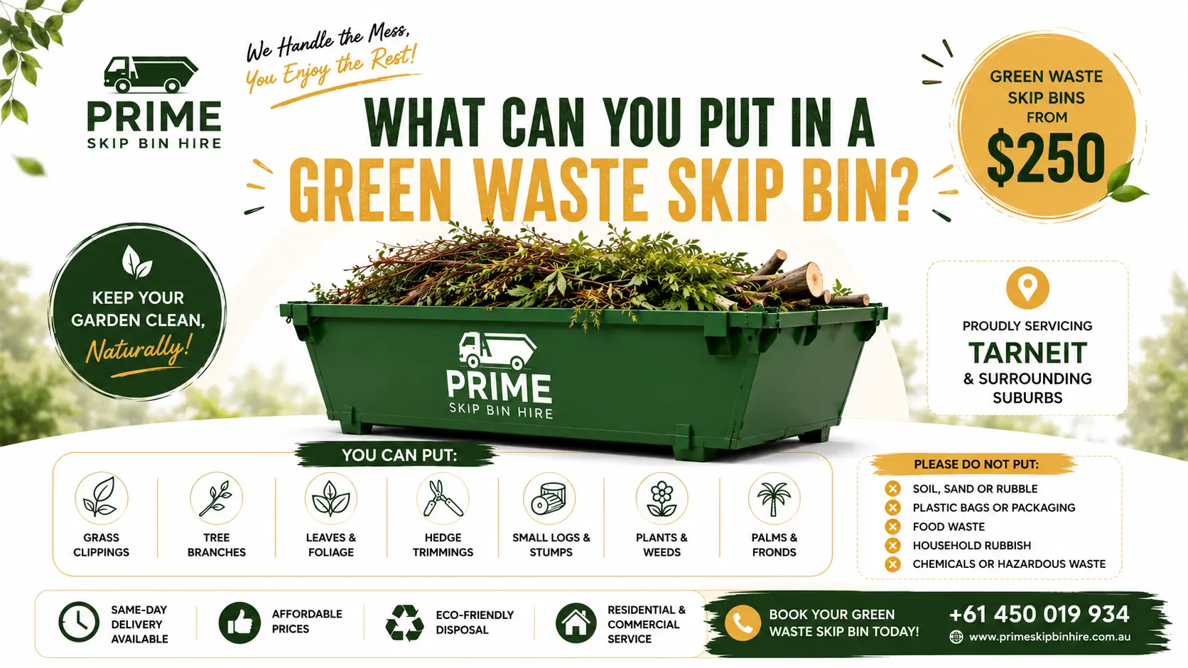 what can you put in a green waste skip bin